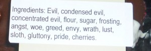 Evil Cupcake Ingredient Label